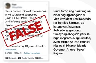 FACT CHECK: Robredo 'di abogado ng Sumilao farmers?