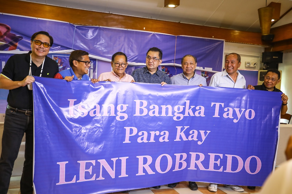 Leaders of various groups allied with the presidential campaign of Mayor Isko Moreno, under the coalition IMPilipinas, withdraw its support from Moreno and shift their support to Vice President Leni Robredo in a press conference in Quezon City on April 12, 2022. The convenor group is represented by Tim Orbos of Naisko Overall Coordinator and Elmer Argaño, Secretary General of Isang Pilipinas along with Rommel Abesamis (Naisko), Dr. Rey Sarmiento (IM Nueva Ecija), Atty George Habacon (Rizal for Isko), Ed Cojuanco (Warays for Isko). Jire Carreon, ABS-CBN News