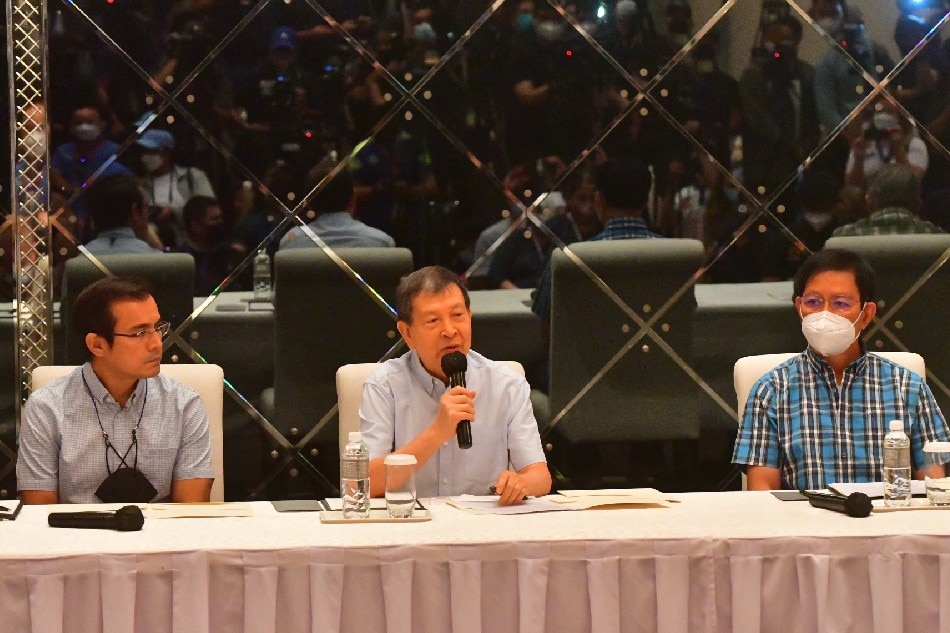 Presidential candidates (from left) Isko Moreno Domagoso, Norberto Gonzales and Panfilo 