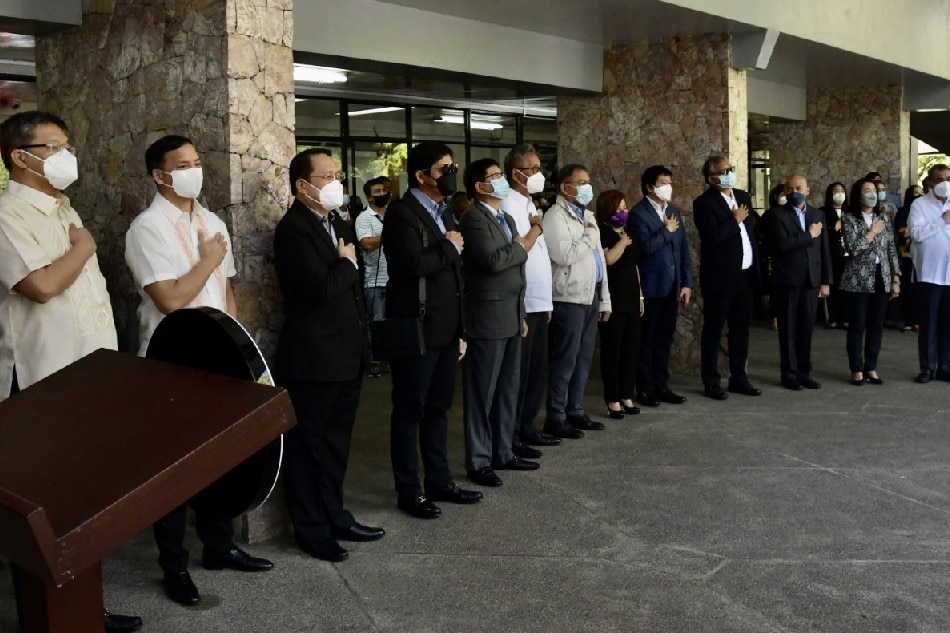 Thirteen out of 15 Supreme Court justices were present for their flag raising ceremony in Baguio City on April 18, 2022, marking the start of the high court's summer session. Photo courtesy of the Supreme Court Public Information Office 