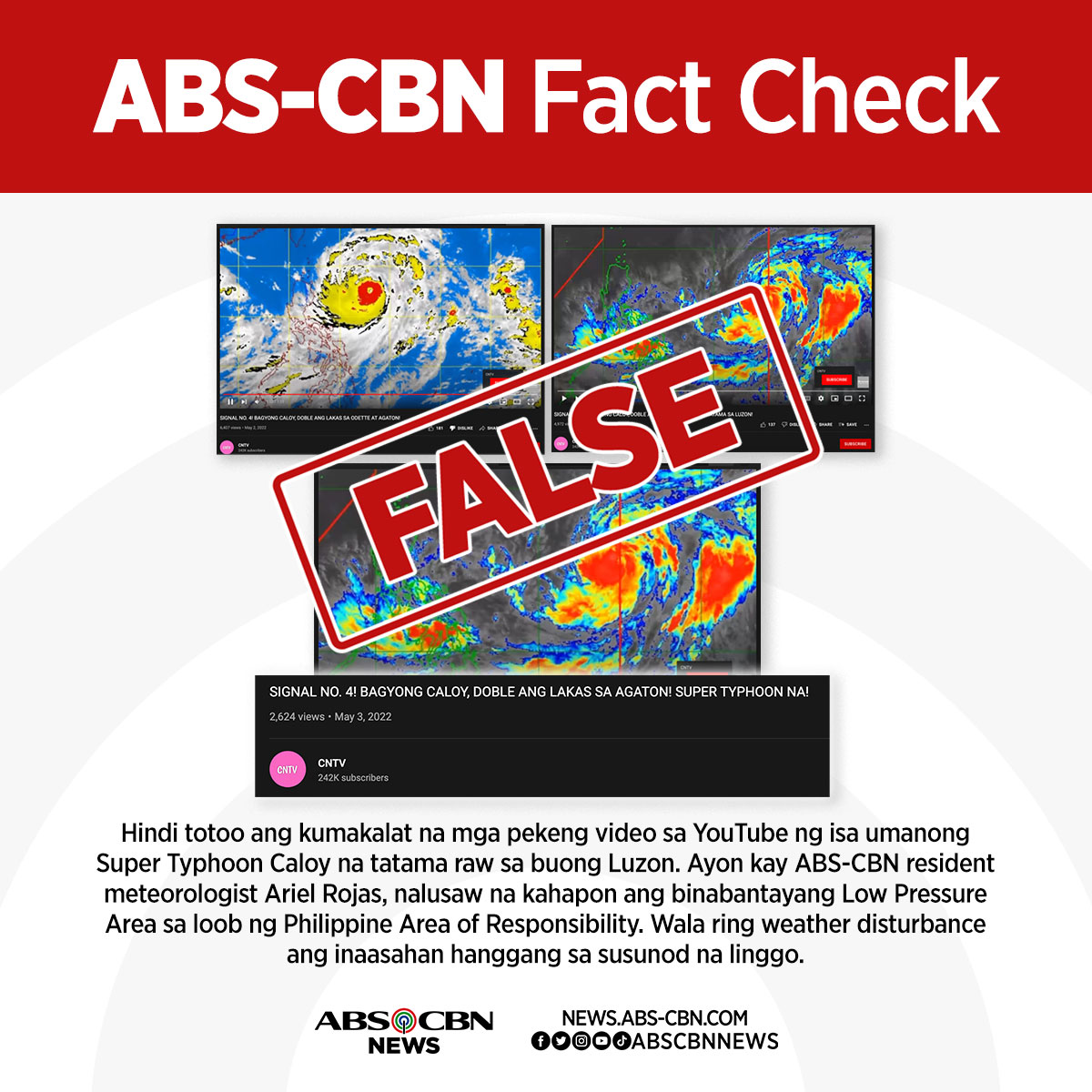 FACT CHECK: Di totoong may nagbabanta nang super typhoon Caloy ngayong linggo