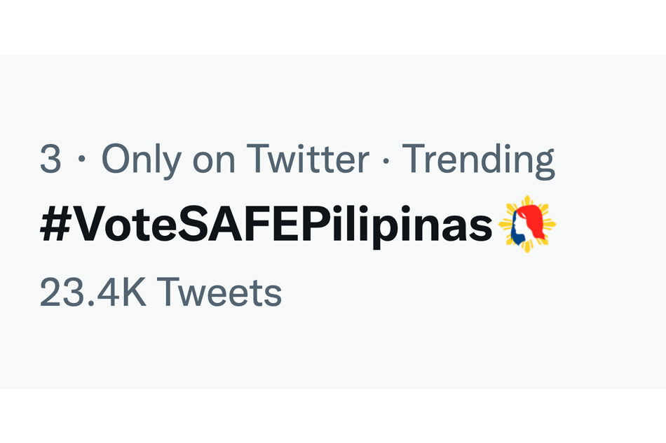 #VoteSAFEPilipins is trending on Twitter. Screengrab