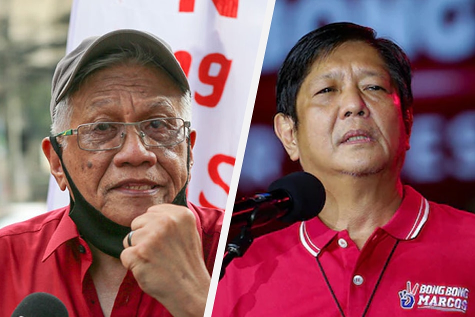 Vice presidential candidate Walden Bello (L) and presumptive president Ferdinand 'Bongbong' Marcos Jr. Composite/File