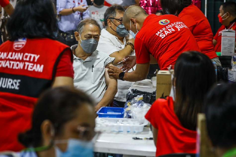 San Juan City rolls out its second booster shots against COVID-19 for senior citizens and medical frontliners at the Vmall Greenhills vaccination site on May 20, 2022. JIre Carreon, ABS-CBN News