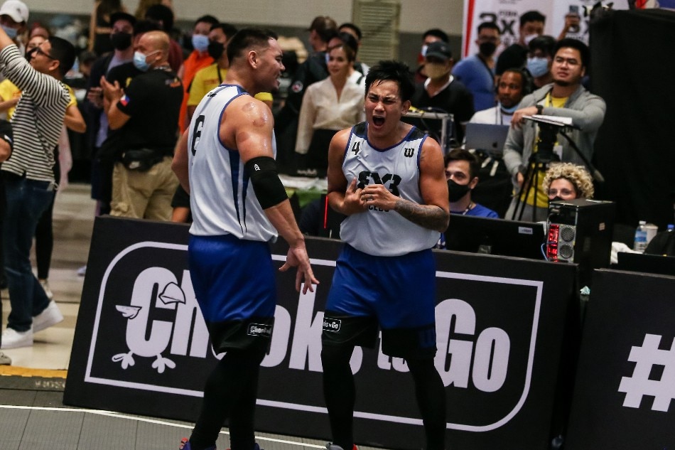 Mac Tallo celebrates after hitting the game-winner for Cebu Chooks. Handout photo