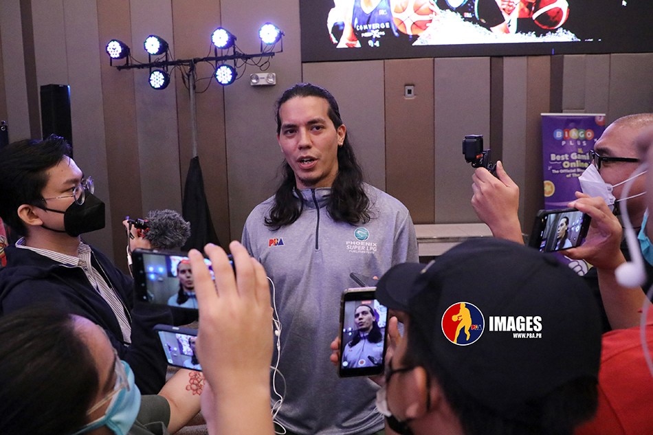 Phoenix Super LPG's Matthew Wright talks to reporters during the PBA's Media Day at Novotel. PBA Images.