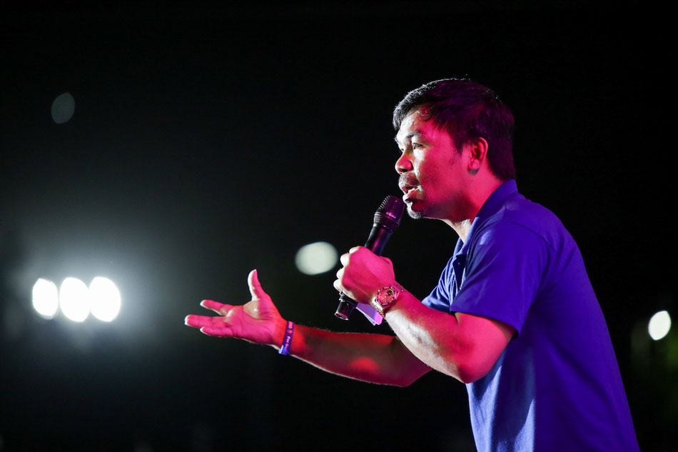 Presidential candidate Sen. Manny Pacquiao at his miting de avance in General Santos on May 7, 2022. George Calvelo, ABS-CBN News