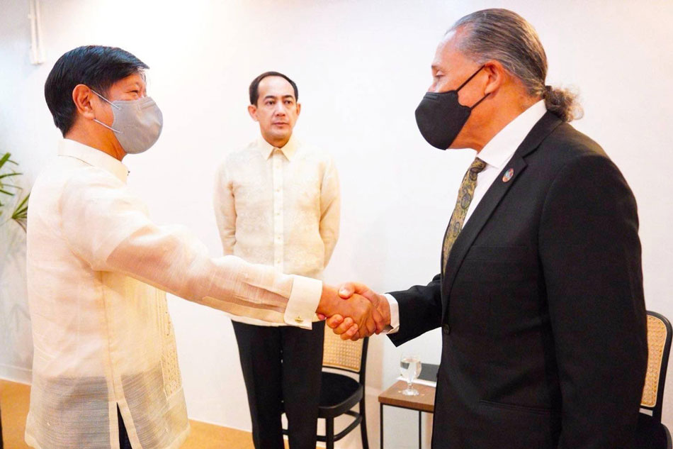 President-elect Ferdinand Marcos Jr. meets UN Resident Coordinator in the Philippines Gustavo Gonzalez. Handout 