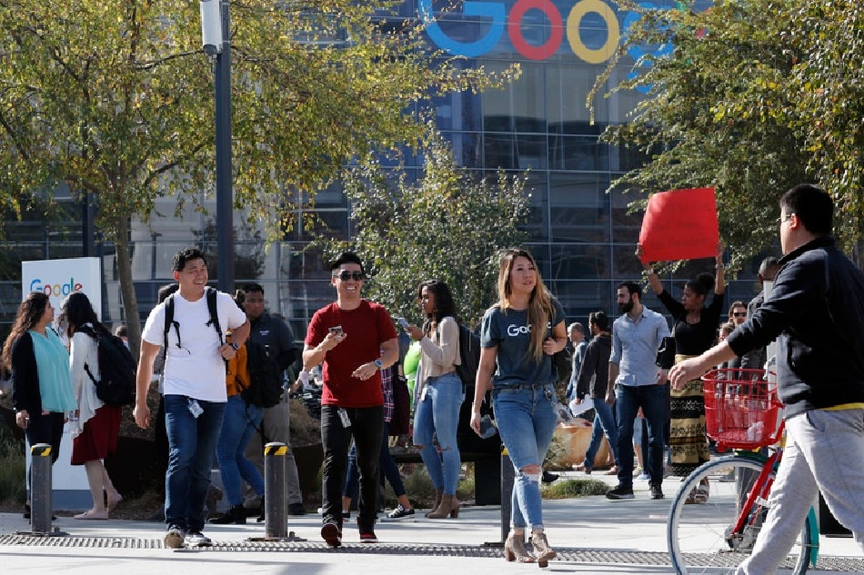 Google Inc., employees stage a walkout in their call for a safe workplace outside the Googleplex on the Google Corporate Campus Headquarters in Mountain View, California, USA, 01 November 2018. John Mabanglo, EPA-EFE/File