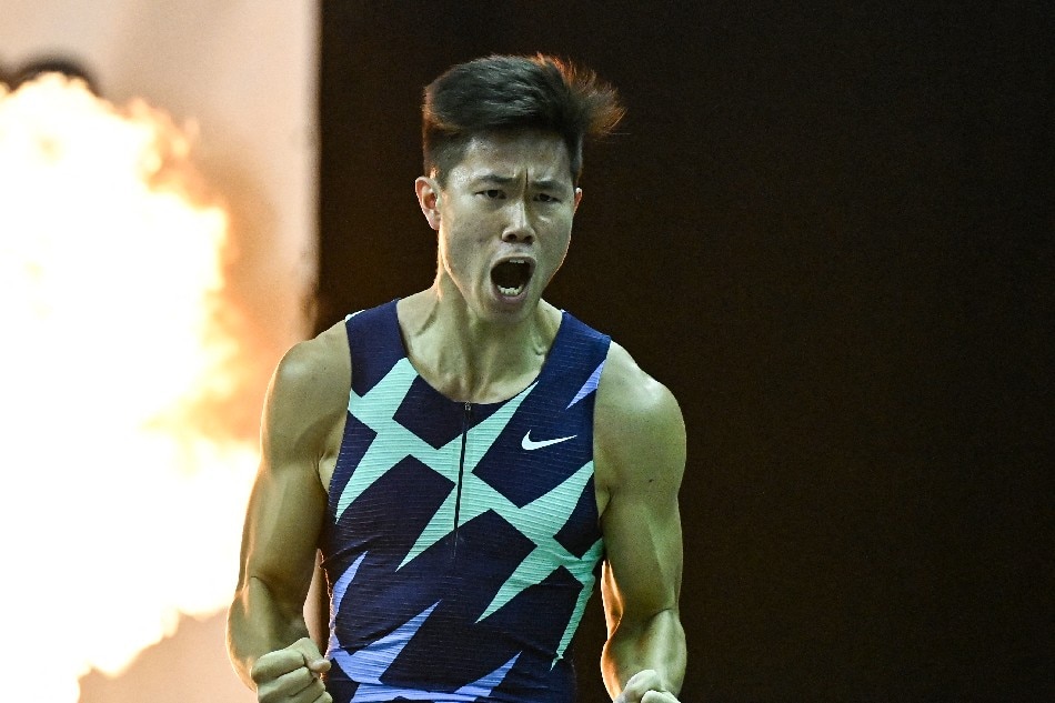  Philippine's Ernest John Obiena reacts during the Pole Vault Men competition of the ISTAF INDOOR (Internationales Stadionfest) international athletics meeting on February 5, 2021 in Berlin. File photo. Tobias Schwarz, AFP