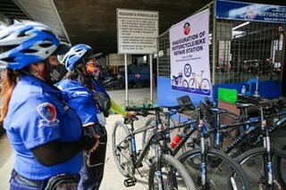 MMDA bike repair station at Edsa-Quezon Avenue