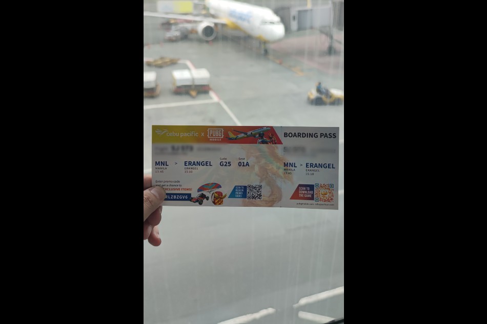 A PUBGM-themed boarding pass is given to passengers of the flight. Kennedy Caacbay, ABS-CBN News