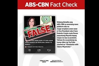 FACT CHECK: ABS-CBN, walang sinabing mag-eeroplano si Sara Duterte araw-araw mula Davao 