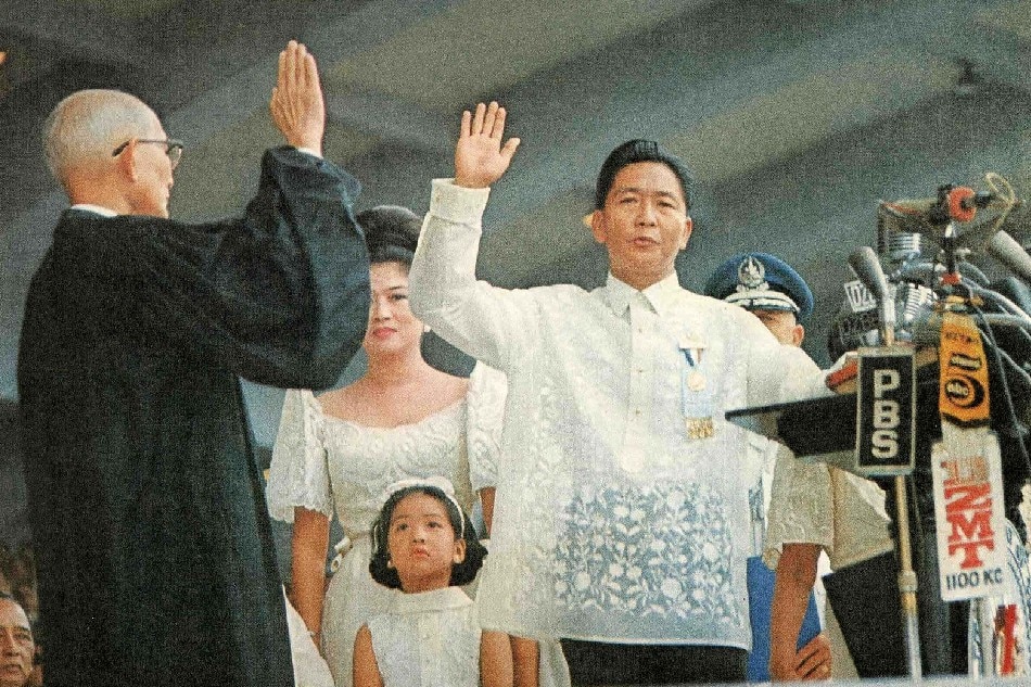 President Ferdinand Marcos Sr. during his second inauguration in 1969. File by Wikimedia Commons
