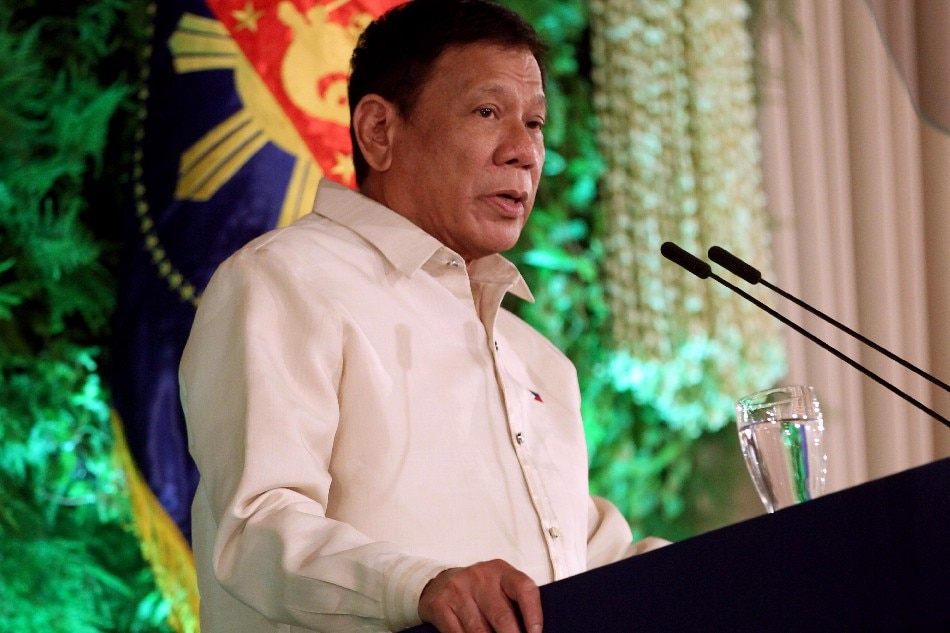 President Rodrigo Roa Duterte delivers his inaugural speech as the 16th president of the Philippines at the Malacañan Palace on Thursday. Malacañang News and Information Bureau
