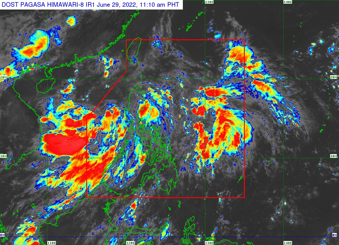 This satellite image from PAGASA shows the location of tropical depression Caloy around 11 a.m., Wednesday. 