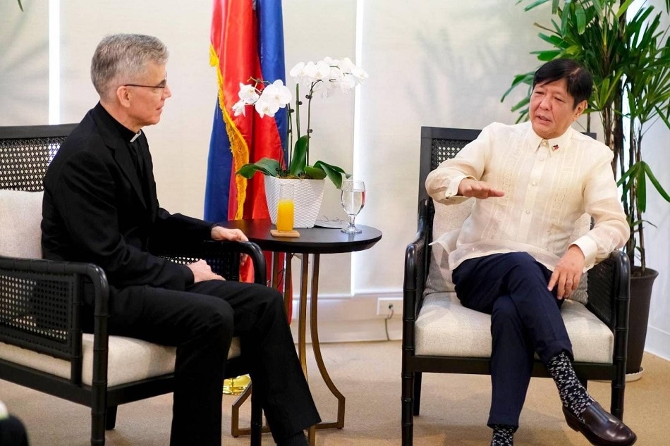 Apostolic Nuncio to the Philippines Archbishop Charles John Brown during a courtesy visit to President-elect Ferdinand Marcos Jr. on June 10, 2022, at the latter’s office in Mandaluyong City. BBM Media Bureau 