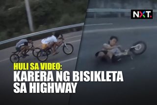 Huli sa video: Karera ng bisikleta sa highway 