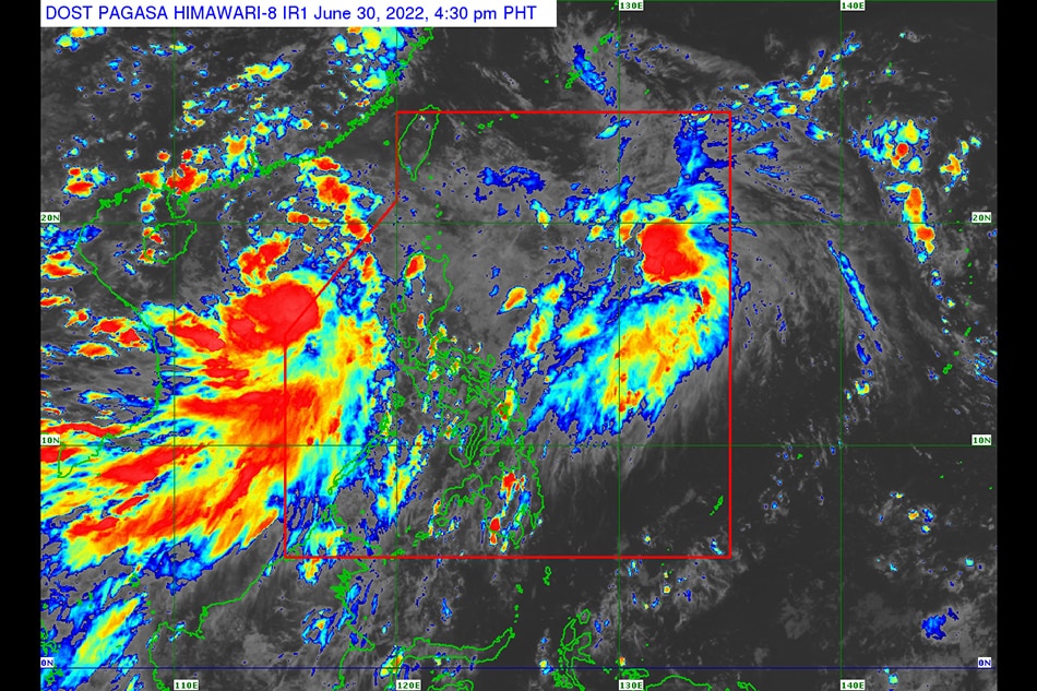 This PAGASA image shows the location of tropical depression Domeng, around 4:30 p.m. of June 30, 2022.