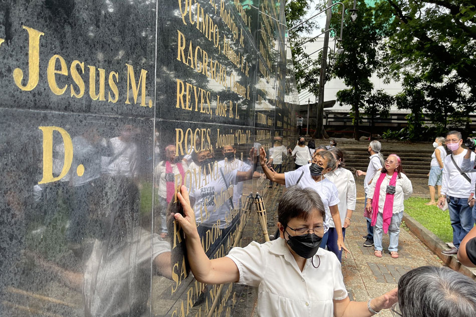 Martial Law victims conduct their own oath-taking ceremony at the Bantayog ng mga Bayani in Quezon City, around the same time President Ferdinand Marcos Jr. was inaugurated at the National Museum on June 30, 2022. Zandro Ochona, ABS-CBN News