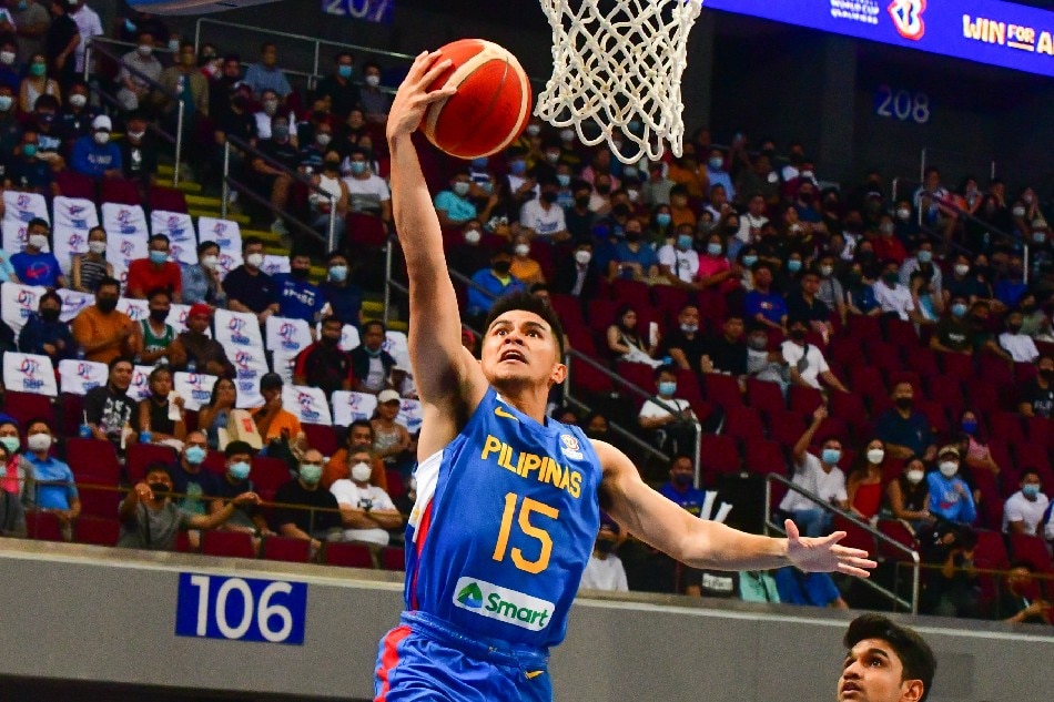 Kiefer Ravena of Gilas Pilipinas goes up for a layup against India in their FIBA qualifier on Sunday night at the Mall of Asia Arena. FIBA.basketball