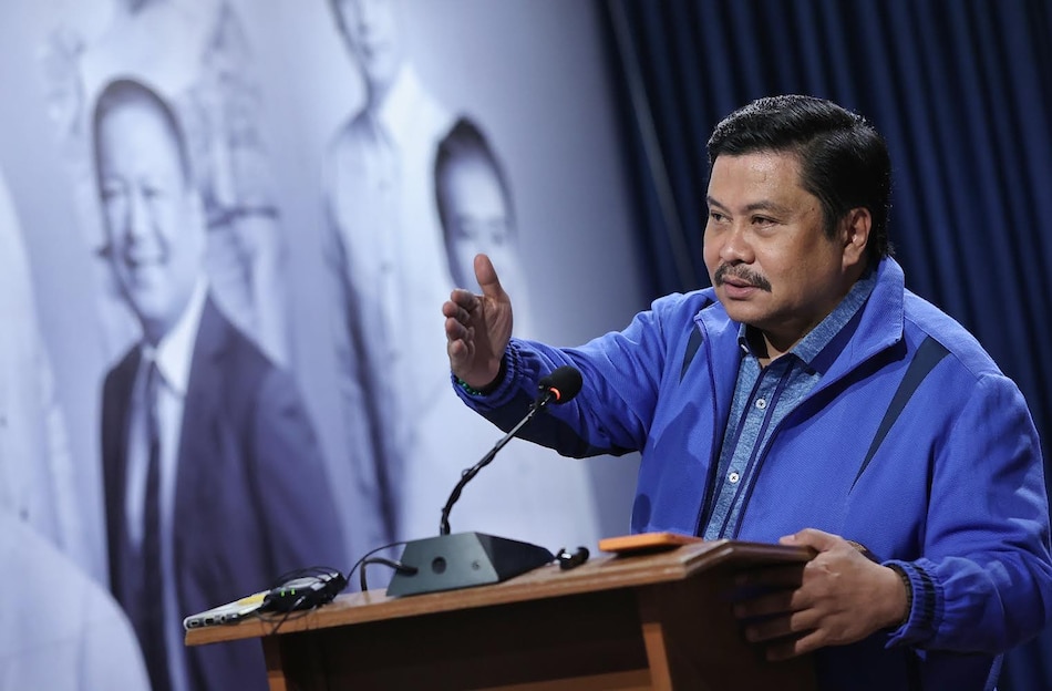 Sen. Jinggoy Estrada talks to the media after inspecting the ongoing renovation of his soon-to-be office in the Senate, Monday, July 4, 2022. Joseph VidaL, Senate PRIB