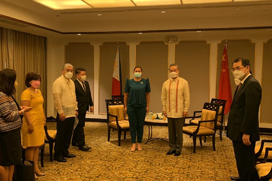 Vice President Sara Duterte and Chinese Foreign Minister Wang Yi meet at the Dusit Thani hotel in Makati City on July 6, 2022. Joyce Balancio, ABS-CBN News