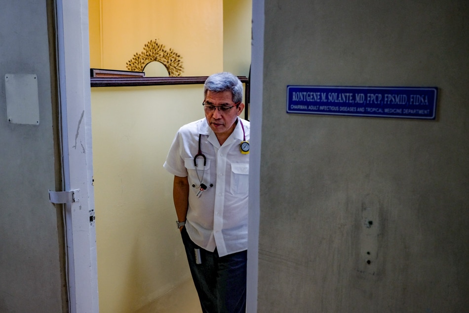 The chairman of the Adult Infectious Disease and Tropical Medicine Department of San Lazaro Hospital, Dr. Rontgene Solante, narrates the workload every worker in the health sector had to absorb at the height of the pandemic, during an interview in his office in Manila on June 9, 2022. George Calvelo, ABS-CBN News