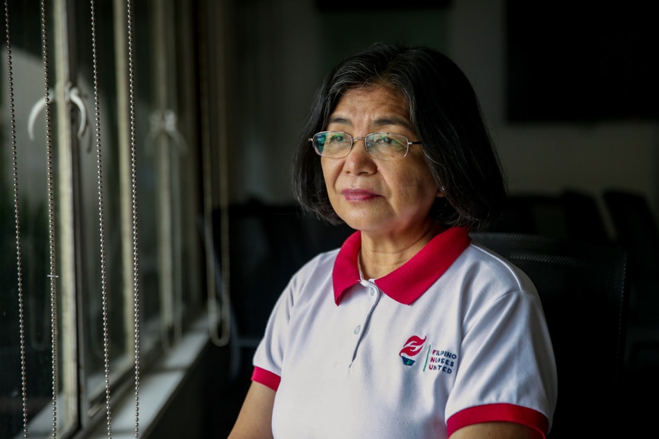 Filipino Nurses United President, 59-year-old Maristela Abenojar, recalls the efforts in the health sector to fill in the rising demand for personnel at the height of the COVID-19 pandemic, in an interview in Quezon City on June 11, 2022. George Calvelo, ABS-CBN News