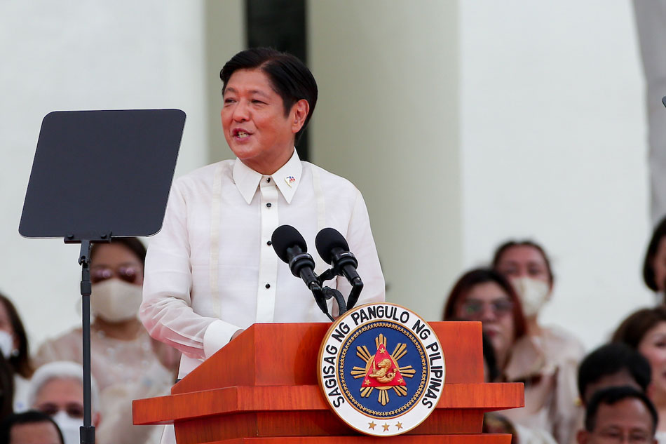 President Ferdinand “Bongbong” Marcos Jr. delivers his inaugural address at the National Museum in Manila on June 30, 2022. George Calvelo, ABS-CBN News