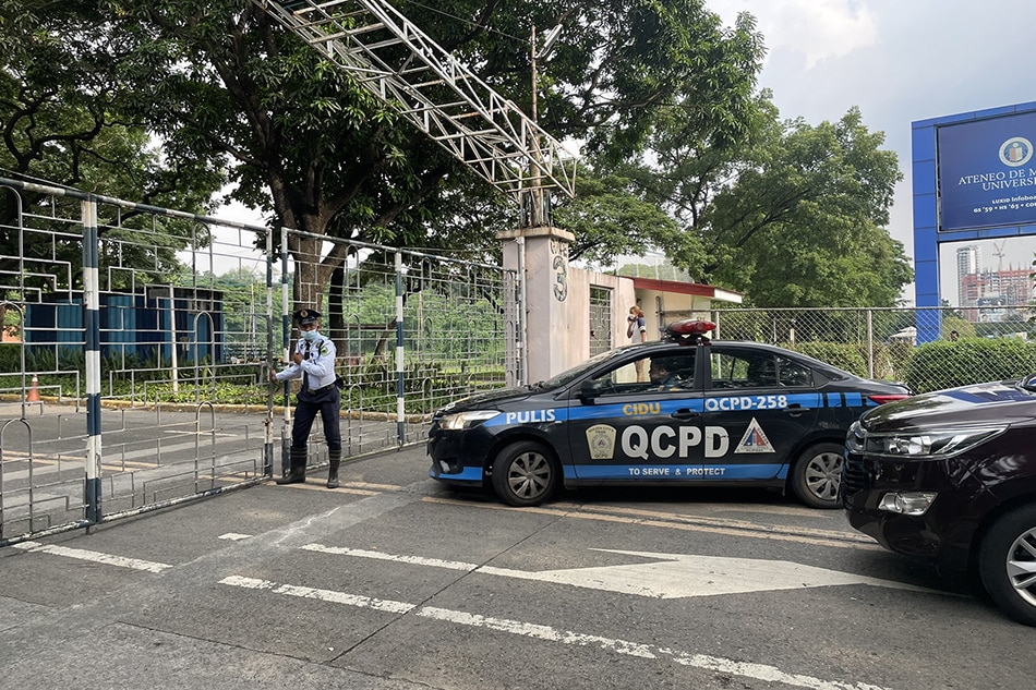 Quezon City police respond to a shooting incident inside the Ateneo de Manila University campus on July 24, 2022. Anna Cerezo, ABS-CBN News