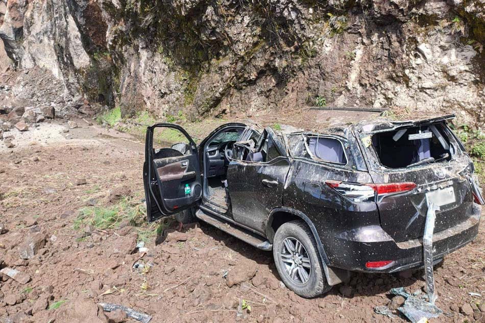Landslide along Halsema Highway in Mountain Province after a magnitude 7.3 earthquake jolted the Cordillera Administrative Region on July 27, 2022. Mountain Province MDRRMO