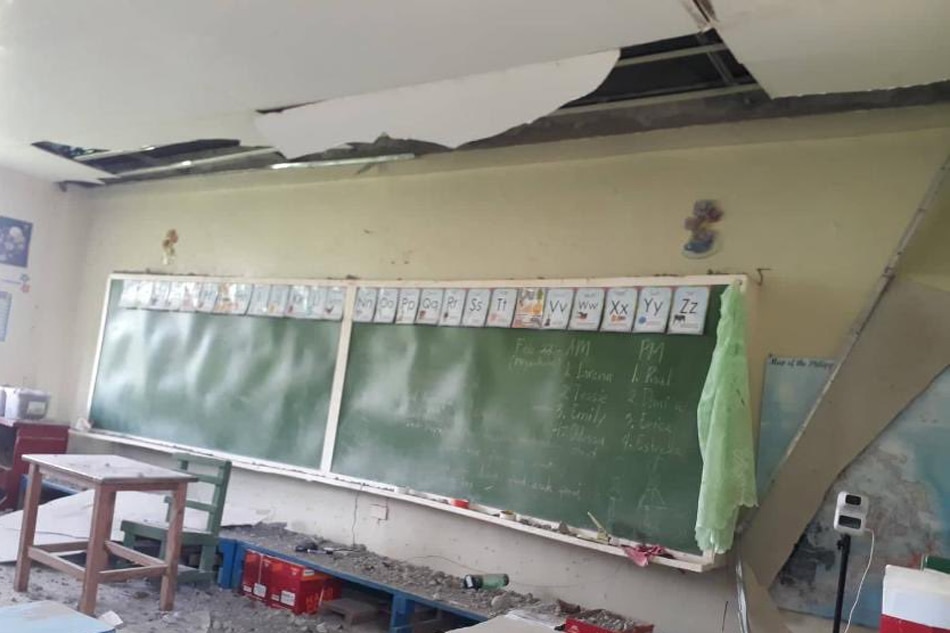 A classroom at Pacpaca Elementary School in Luba, Abra in the aftermath of a magnitude 7 earthquake that rocked parts of Luzon on July 27, 2022. Photo from the Department of Education.