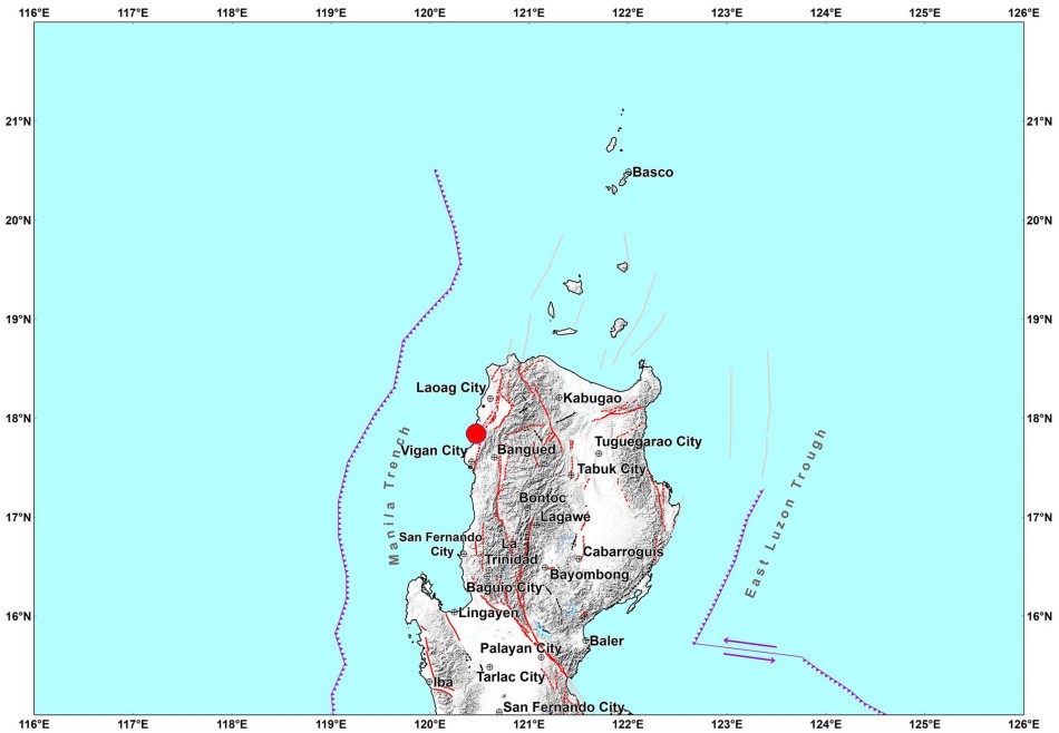  A magnitude 4.7 tremor, which Phivolcs says is an aftershock of the July 27 Luzon earthquake, was recorded 1:49 p.m. of July 31, 2022 northeast of Cabugao, Ilocos Sur.