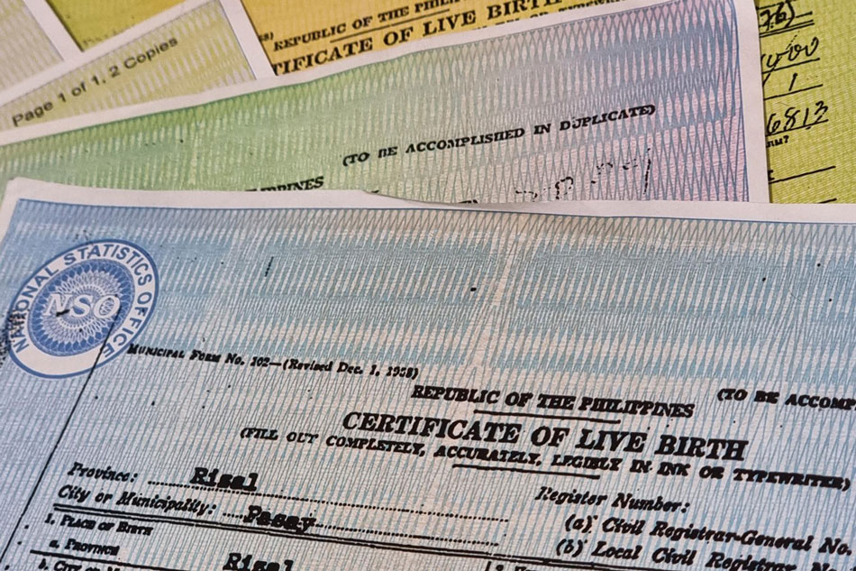 Civil registry documents. ABS-CBN News 
