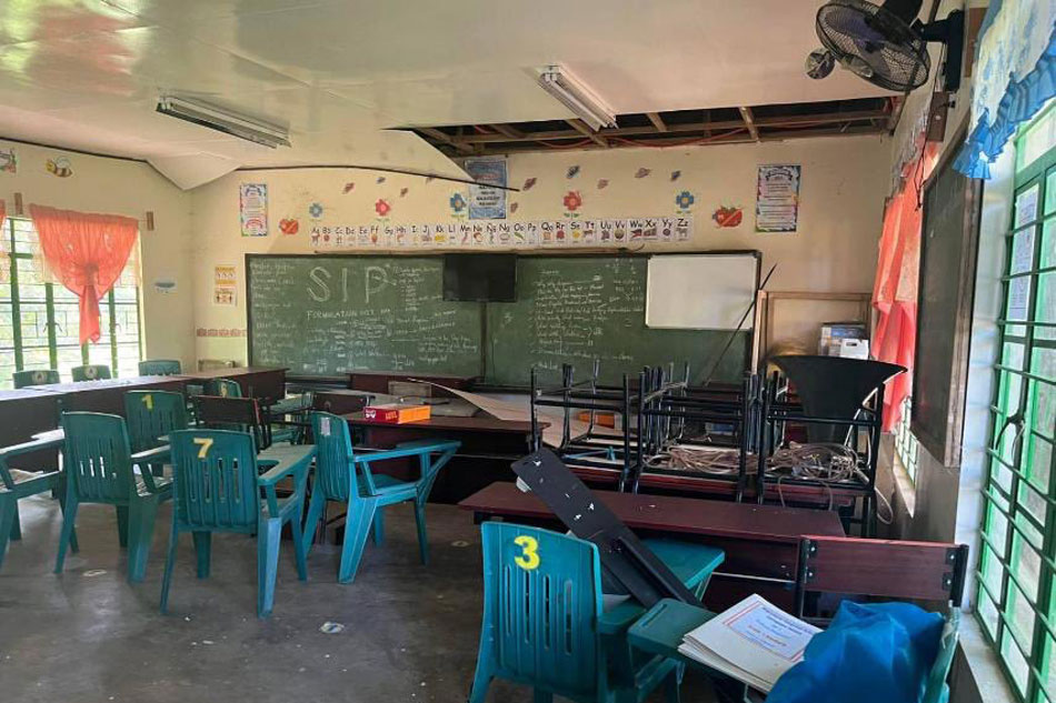 Maguyep Integrated School in Sallapadan, Abra after a magntiude 7 earthquake rocked Luzon last July 7, 2022. Photo courtesy of the Department of Education