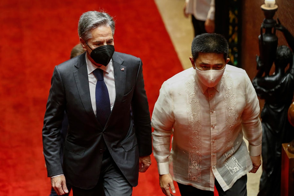 US Secretary of State Antony Blinken (L) arrives at the presidential palace in Manila, Philippines, on August 6, 2022. Rolex Dela Pena, EPA-EFE