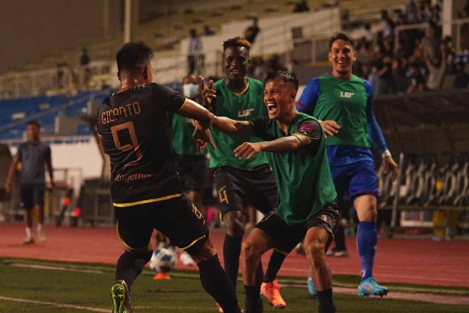 Eric Giganto celebrates with Kaya FC after scoring the lone goal against the Azkals Development Team in the 2022-23 season of the PFL. Photo courtesy of the PFL