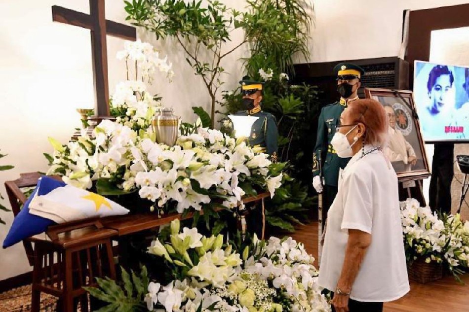 Former First Lady Amelita 'Ming' Ramos during the wake of the late President Fidel V. Ramos at the Heritage memorial Park in Taguig City on August 4, 2022. Photo courtesy of the Ramos Family