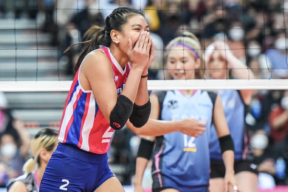 Creamline captain Alyssa Valdez reacts during their PVL Invitational Conference finals game against KingWhale Taipei. PVL Media.