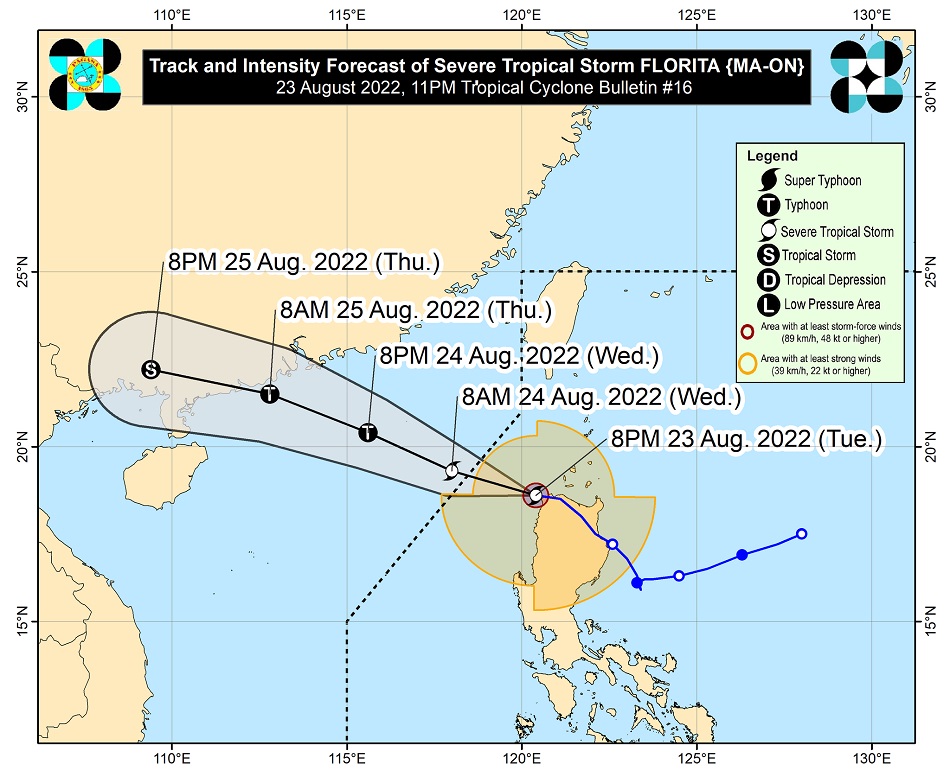 Forecast track of Florita. PAGASA 