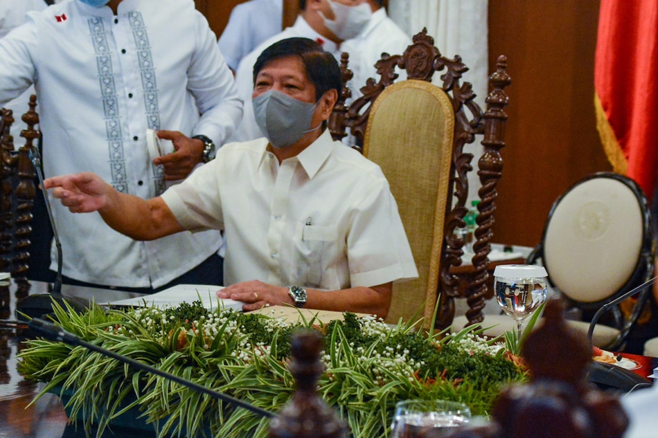 President Ferdinand Marcos Jr holds a cabinet meeting at the Aguinaldo State Dining Hall, Malacanan Palace in Manila on Aug. 30, 2022 PPA/pool photo/ Jack Burgos