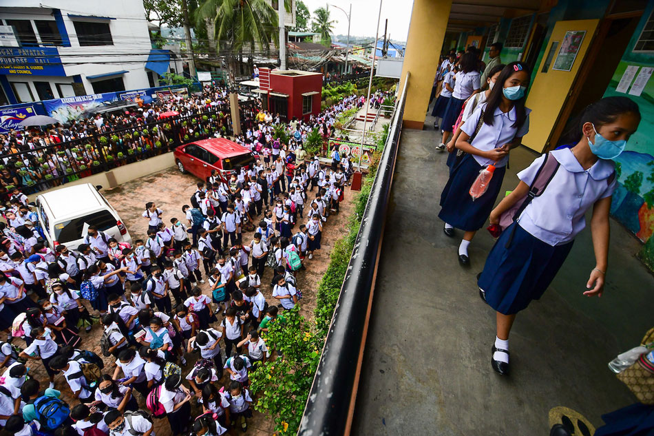 Students of Payatas B Elementary School in Quezon City during the first day of face-to-face classes, Aug. 22, 2022. Mark Demayo, ABS-CBN News