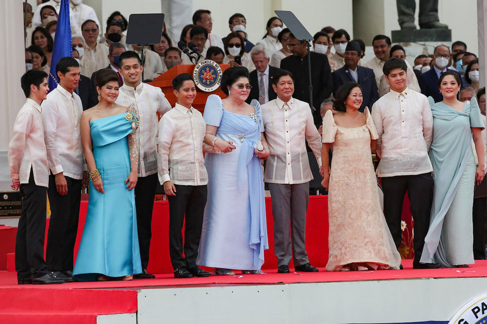 President Ferdinand Marcos, Jr. and family pose for photos during his inauguration as the 17th President of the Philippines at the National Museum on June 30, 2022. George Calvelo, ABS-CBN News