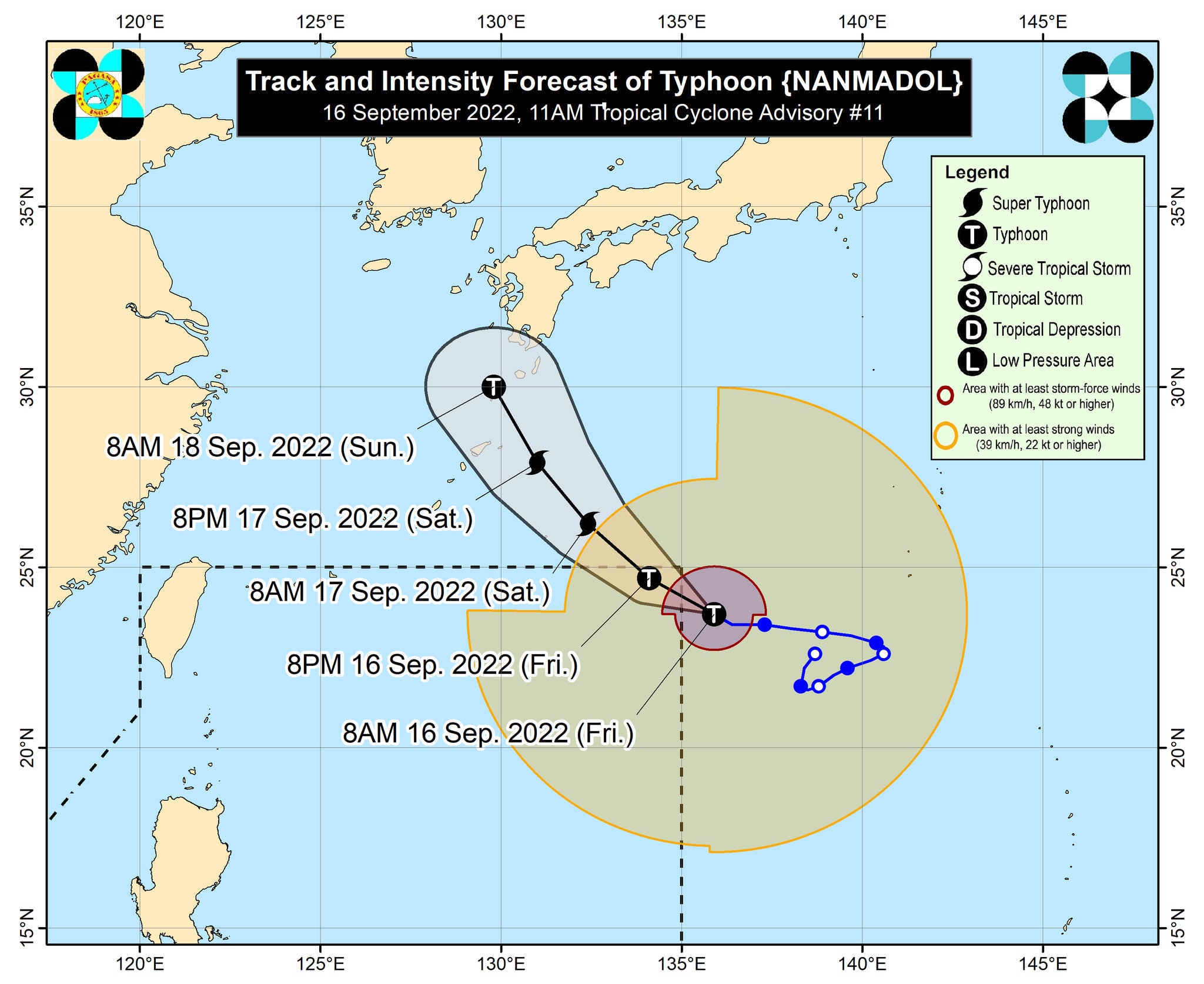 Track and intensity forecast for typhoon Nanmadol. PAGASA photo