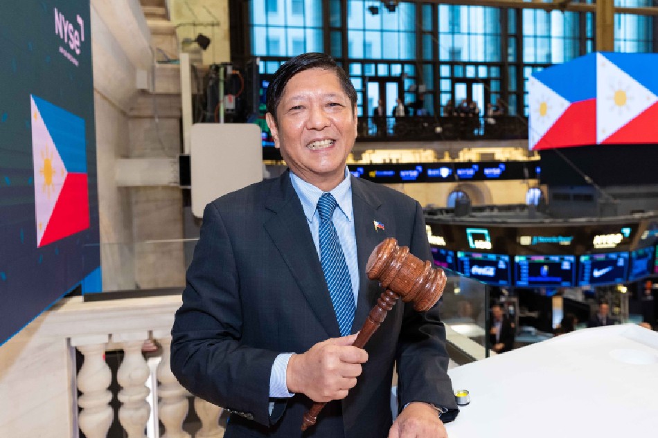 President Ferdinand Bongbong Marcos Jr. rings the ceremonial closing bell of the New York Stock Exchange. NYSE/Twitter