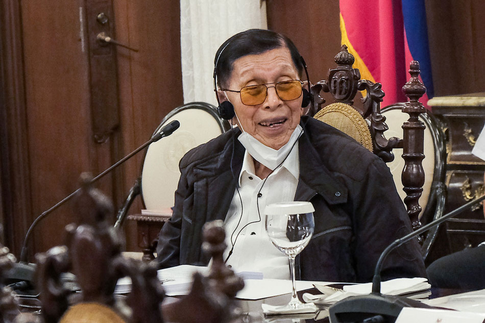  Presidential Legal Adviser Juan Ponce Enrile during the seventh cabinet meeting led by President Ferdinand “Bongbong” Marcos Jr. at the Malacañang Palace on Monday, Sept. 12, 2022. Yummie Dingding , PPA/ Pool
