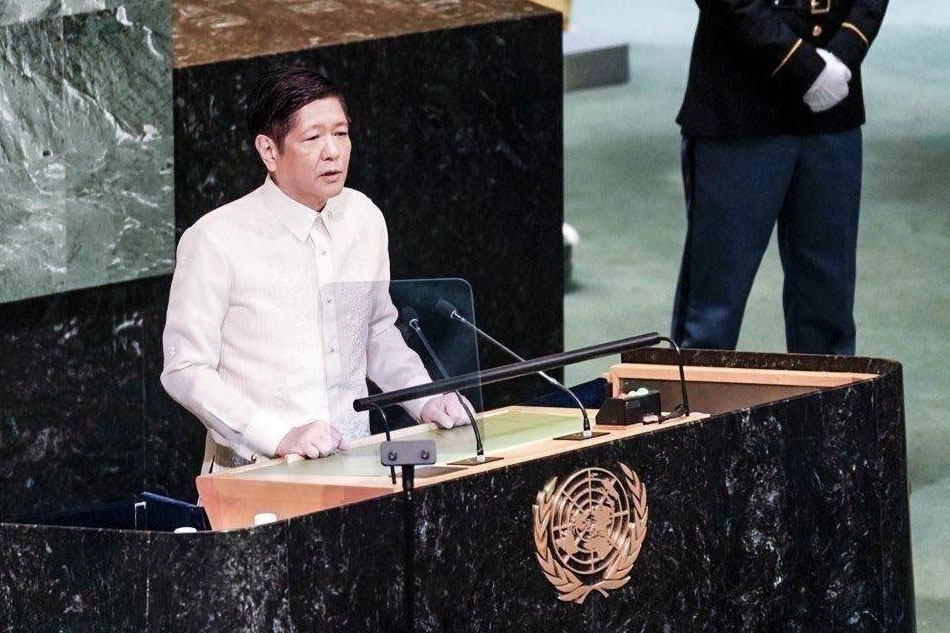  President Ferdinand Marcos Jr. delivers his speech at the 77th United Nations General Assembly at the UN headquarters in New York City, United States on Sept. 20, 2022. Bongbong Marcos/Twitter