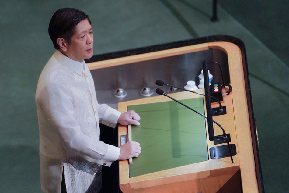 President Ferdinand 'Bongbong' Marcos Jr. delivers his speech during the 77th General Debate at the General Assembly Hall of the United Nations Headquarters in New York, USA, September 20, 2022. Office of the Press Secretary
