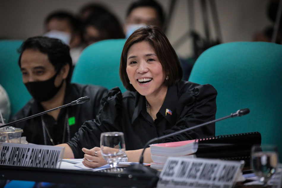 Budget and Management Secretary Amenah Pangandaman attends the Committee on Finance Subcommittee A deliberation on the proposed P1.8 billion 2023 budget of the Department of Budget and Management (DBM) on October 6, 2022. Voltaire F. Domingo/Senate PRIB handout